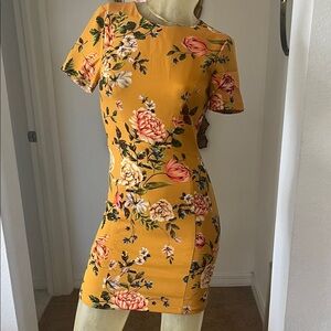 Black Halo Yellow Floral Mini Dress